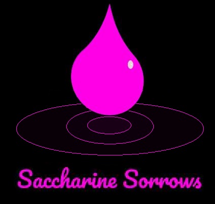 The Saccharine Sorrows logo - a pink teardrop on a black background surrounded by ripples